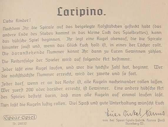 Regeln für Laripino